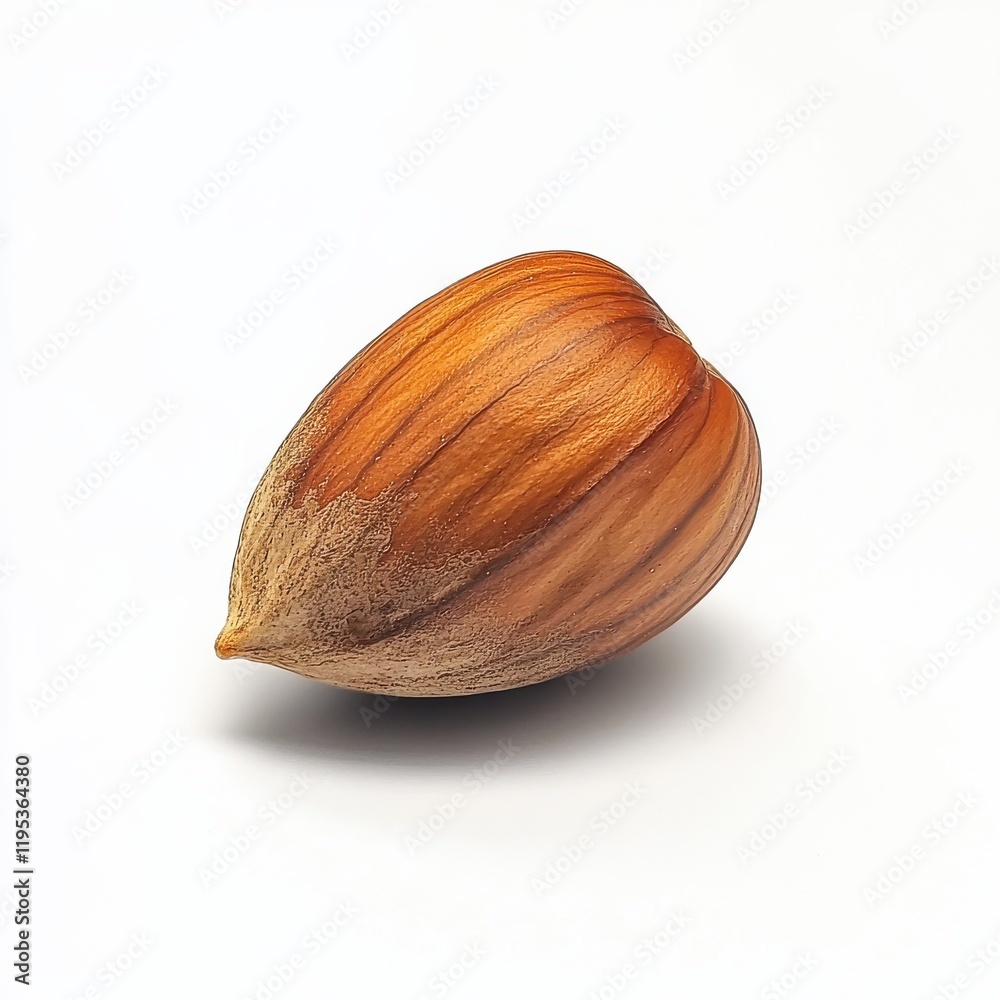 Poster roasted hazelnut resting on a smooth surface with a rich color and natural patterns