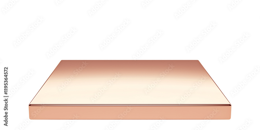 Poster rose gold square platform with smooth surface, ideal for product display, isolated on transparency background. metallic sheen adds touch of elegance and modernity to scene