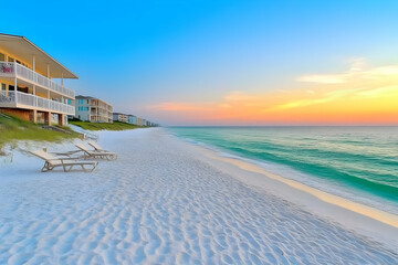 Obraz premium Beach Sunset Landscape Illustration