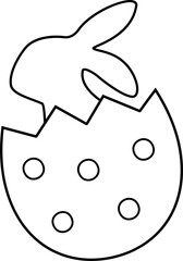 Bunny Emerging from Easter Egg outline.
Easter Rabbit sitting in eggshell coloring page.
Bunny sitting in cracked eggshell.
Spring Easter Element.
Transparent background.