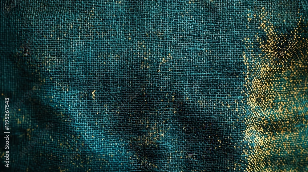 Aufkleber luxurious deep emerald burlap texture with golden specks creates an elegant backdrop for design proj
