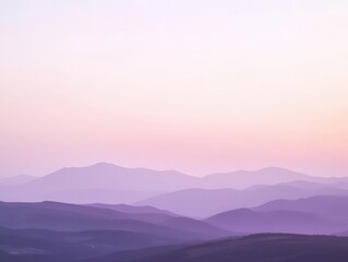 Fototapeta premium minimalist mountain range silhouettes at dawn with gentle watercolor gradient sky in soft pastel pink and purple tones