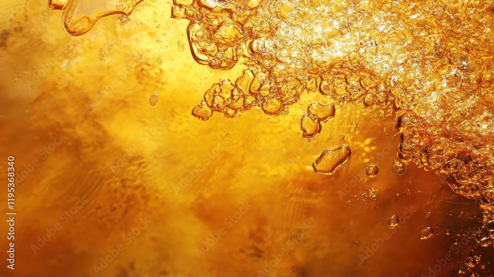 Aufkleber Bubbles and reflections dance in a golden amber background with warm solid tones enhancing the visual appeal and texture