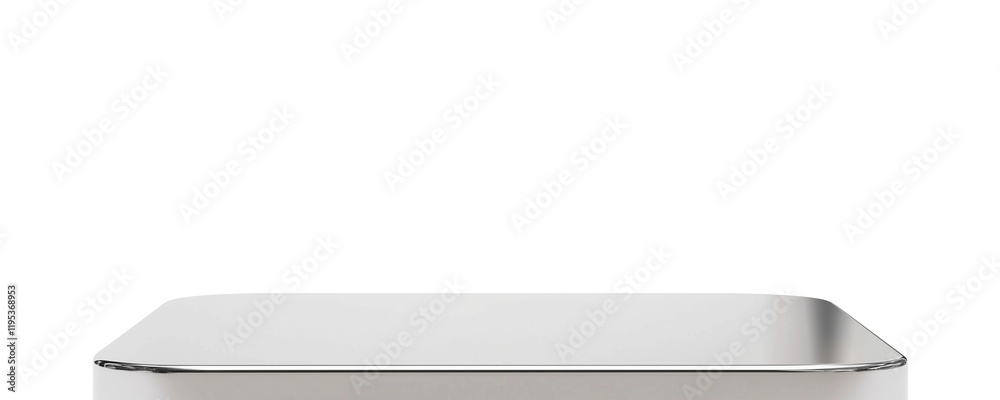 Poster polished metal table platform with sleek, minimalist design, perfect for product display in modern s