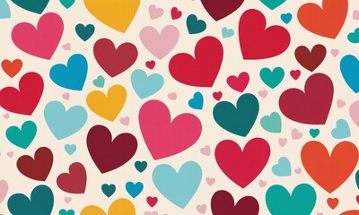 Colorful hearts pattern creates a playful and cheerful backdrop for various design projects. Valentine’s Day, date, engagement, love, wedding, background