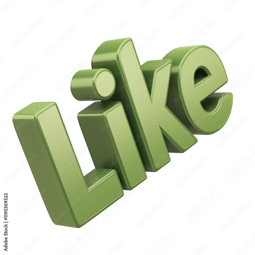Poster green like icon with matte finish isolated on transparency background, showcasing 3d design. this is