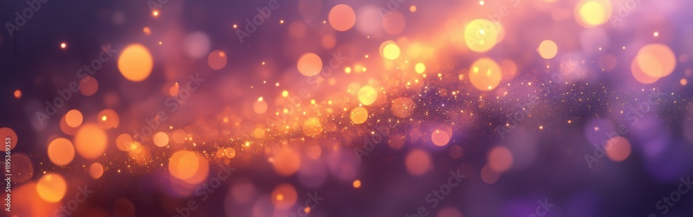 Poster dreamy cityscape bokeh at dusk with warm orange and golden hues creating a magical atmosphere