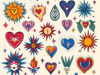 Vibrant Hearts Sunstars Illustration