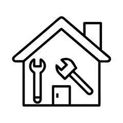 home improvement icon, home improvement line art - simple line art of home improvement, perfect for home improvement logos and icons and themed design 