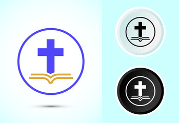 Fototapeta premium Christian cross icon design illustration, Religion sign. Holy cross logo symbol