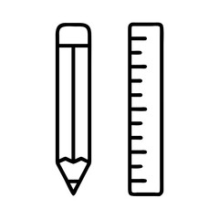 ruler and pencil icon, ruler and pencil line art - simple line art of ruler and pencil, perfect for ruler and pencil logos and icons and themed design 