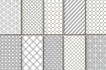 A Collection of Twelve Elegant Geometric Seamless Patterns in Monochromatic Gray Tones
