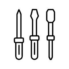 screwdriver set icon, screwdriver set line art - simple line art of screwdriver set, perfect for screwdriver set logos and icons and themed design 