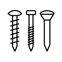 screws and nails icon, screws and nails line art - simple line art of screws and nails, perfect for screws and nails logos and icons and themed design 