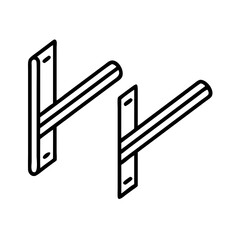 shelving brackets icon, shelving brackets line art - simple line art of shelving brackets, perfect for shelving brackets logos and icons and themed design 