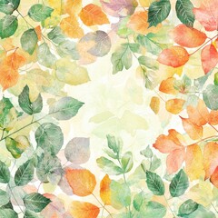 Autumn Watercolor Leaves Background  Fall Foliage  Pastel Colors  Nature  Seasonal Design