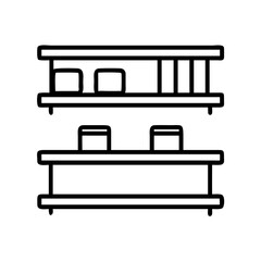 wall mounted shelves icon, wall mounted shelves line art - simple line art of wall mounted shelves, perfect for wall mounted shelves logos and icons and themed design 