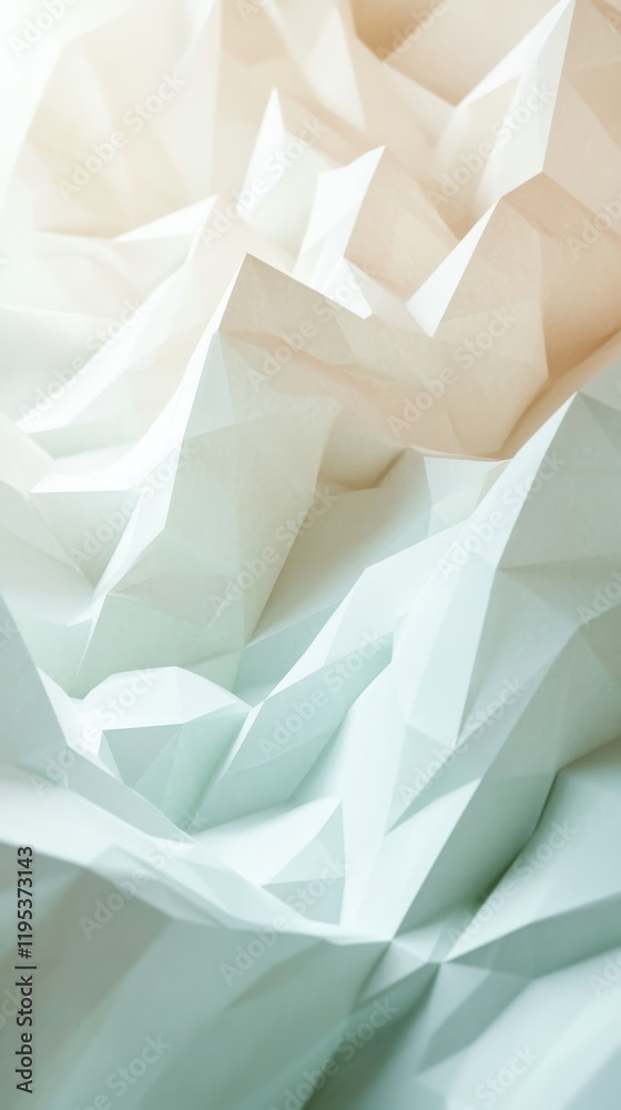 Fototapete soft low-poly design in gentle pastel gradients creating a serene abstract landscape with subtle dep