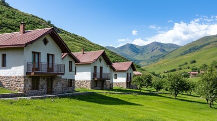 Obraz premium Mountain Village Houses