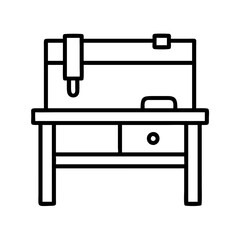 workbench icon, workbench line art - simple line art of workbench, perfect for workbench logos and icons and themed design 