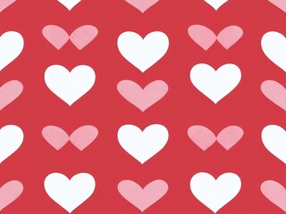 Colorful heart pattern on a red background ideal for romantic decorations and celebrations. Valentine’s Day, date, engagement, love, wedding, background