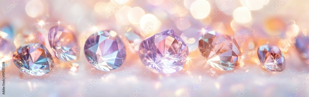 Leinwandbilder soft pastel bokeh with sparkling crystals creating an ethereal atmosphere
