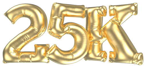 Follow 25 Balloon Number Gold 3D