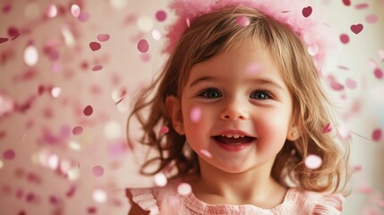 Fototapeta premium Adorable Little Girl Celebrating a Special Occasion