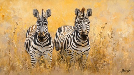 Two plains zebras in habitat Ultra HD warm tones.