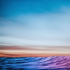 Fototapeta premium Serene Sunset Landscape Abstract Watercolor Sky and Ocean Waves