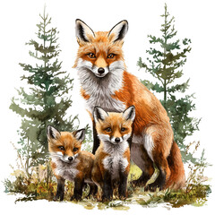 Fototapeta premium Red Fox Clipart Vector Illustration, Wildlife Art Design