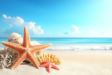 Summer Beach Seashells Starfish Illustration