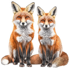 Obraz premium Red Fox Clipart Vector Illustration, Wildlife Art Design