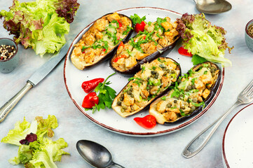 Baked stuffed eggplants.