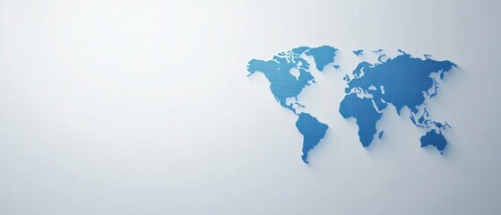 Blue Geometric World Map Design on Minimalist Background for Travel or Global Concept Stock Photo