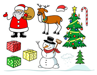Elemente zu Weihnachten mit Weihnachtsmann