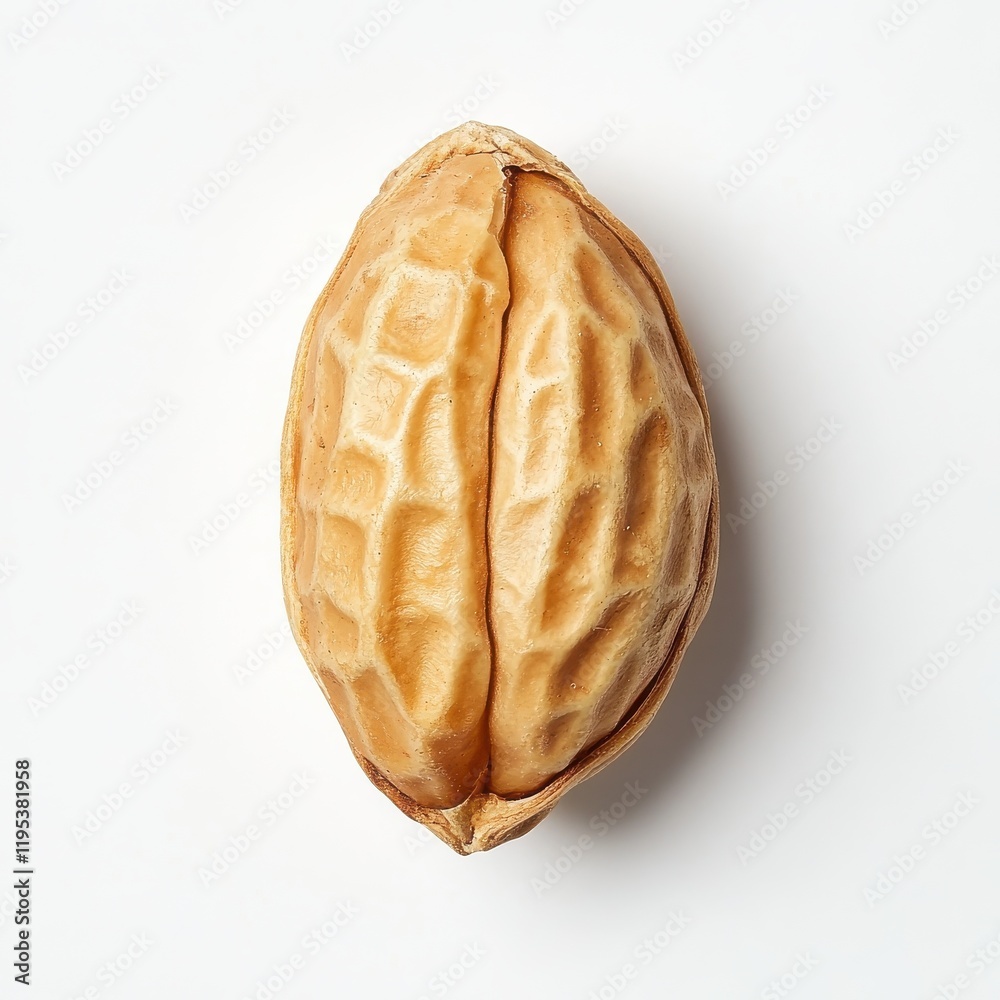 Aufkleber Single roasted peanut in shell displayed on a neutral background highlighting its texture and color