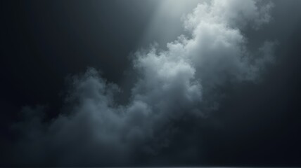 fog or smoke isolated on dark background, abstract texture with empty black space