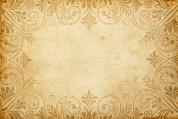 Antique Paper with Ornate Floral Frame Design, Perfect for Vintage Invitations or Elegant Announcements