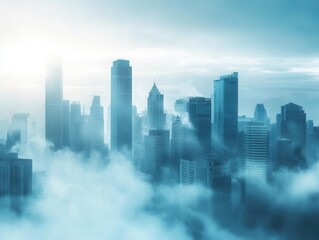 Fototapeta premium urban cityscape with heavy industrial smog and air pollution effects on climate change and global warming environmental concept