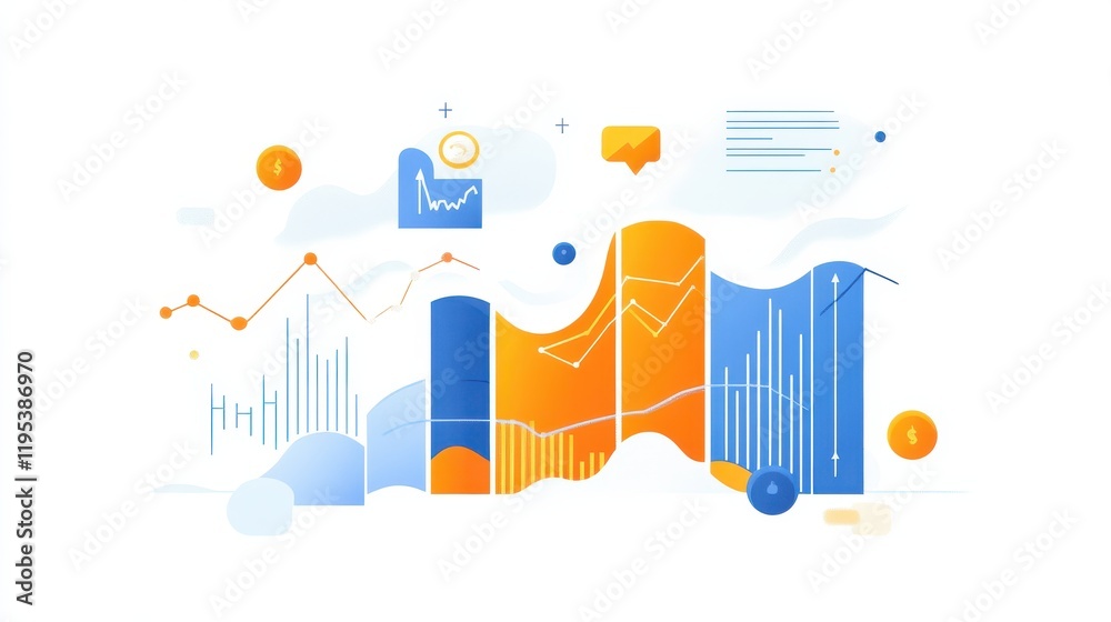 Poster visual representation of mutual fund growth illustrating investment trends and financial data analys