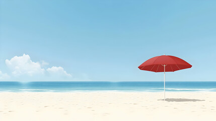 Red Beach Umbrella Illustration