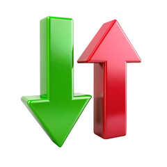 Green Down Red Up Arrows 3D Shiny Glossy Icons sign signs stock trend chart symbol design 