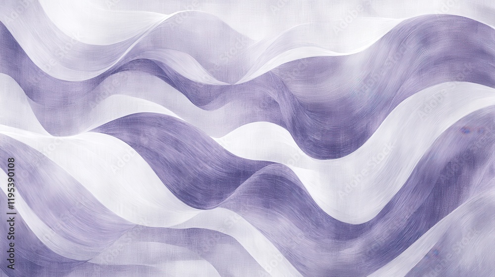 Poster Soft pencil strokes create a flowing gradient of purples and whites on a textured surface with gentle waves