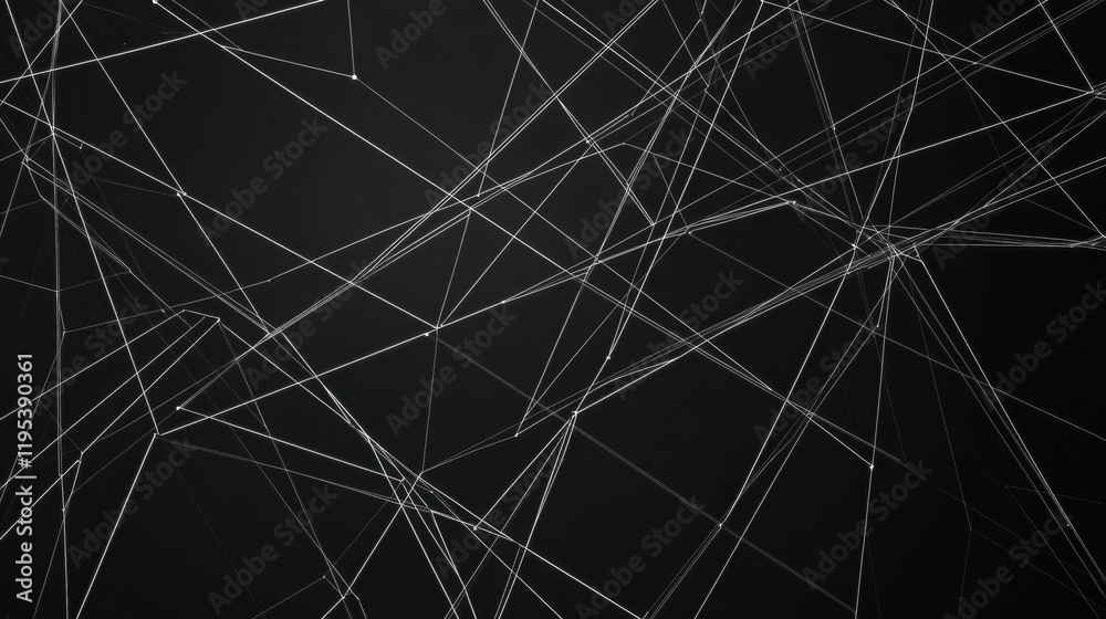 Fototapete Abstract lines and connections on dark background create modern, digital feel. This evokes sense of complexity and technology