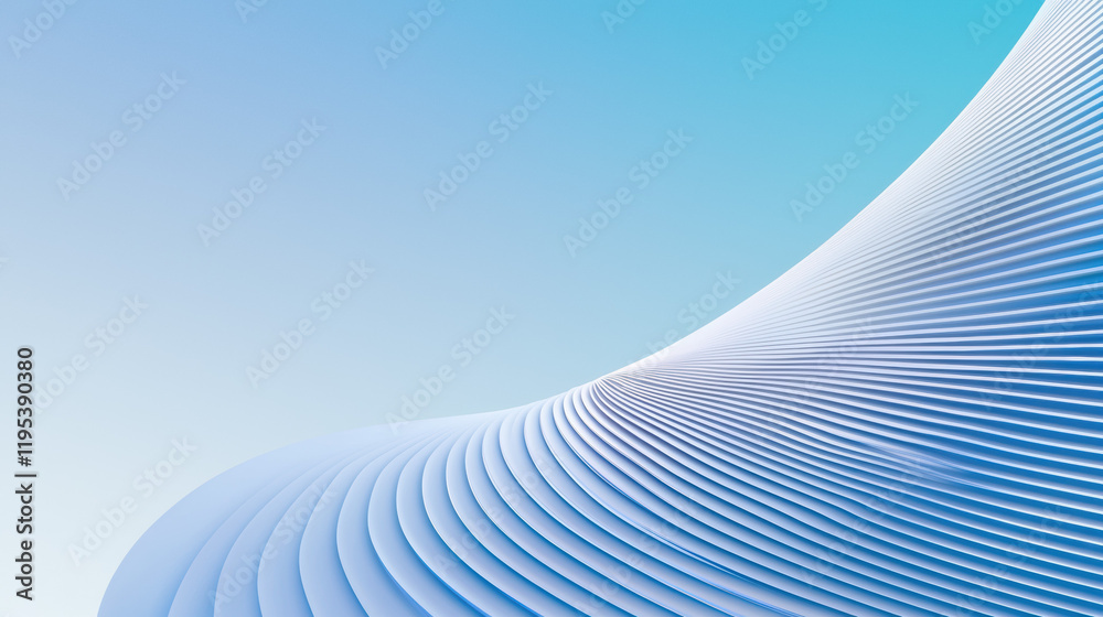 Aufkleber Smooth blue gradient with curved lines creating modern abstract design