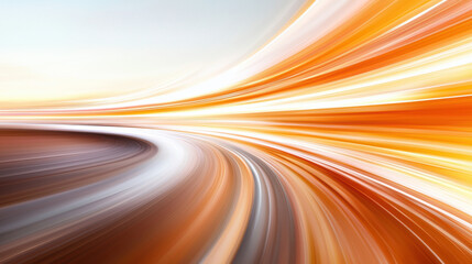 Vibrant abstract motion blur with warm orange and white tones, creating dynamic flow
