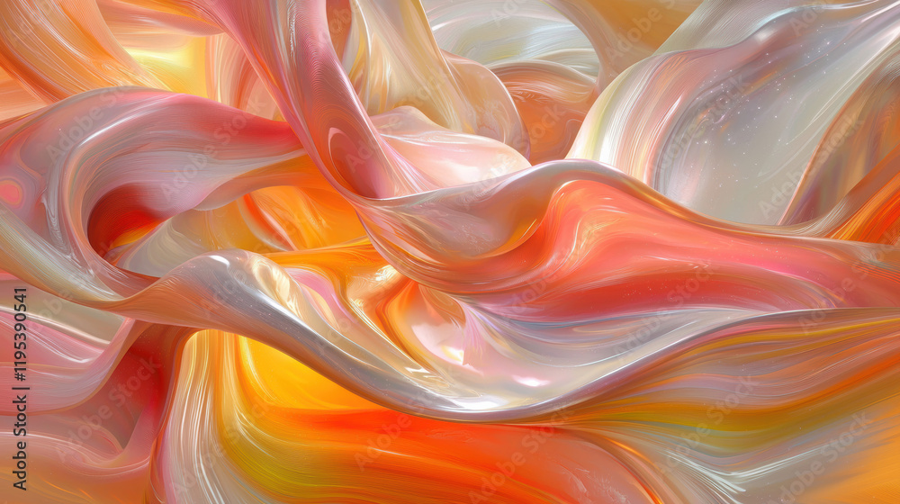 Aufkleber Fluid abstract texture with vibrant orange and pink hues, creating dynamic visual flow