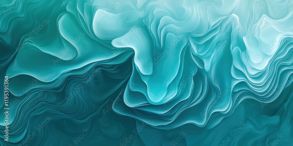Aufkleber gradient texture displaying fluid shapes in soothing shades of teal and turquoise creating an abstra