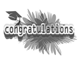 Congratulations typography with graduation mortar or cap.